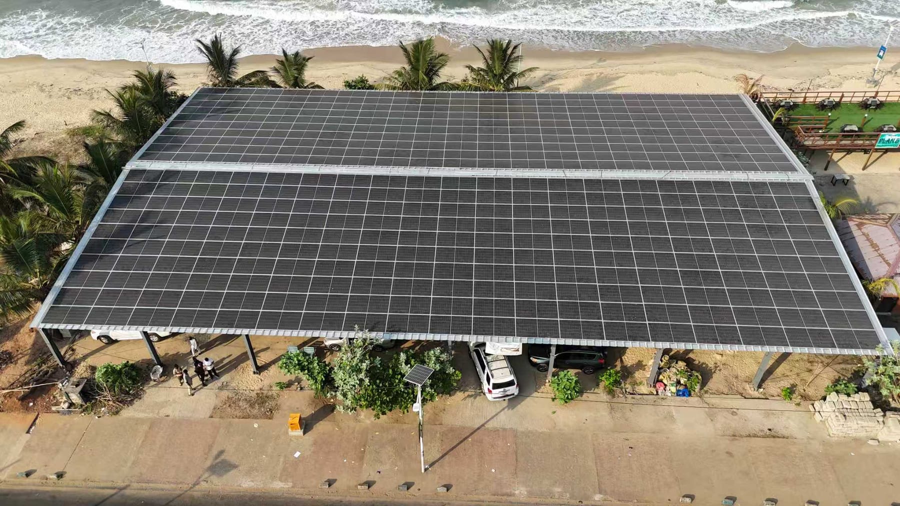 Atlantic Hotel solar carport PV project beside the beach in Sierra Leone